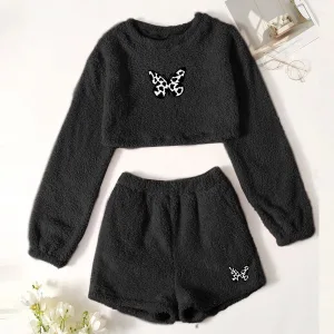Pyjama Polaire Sexy Ensemble Deux Pièces À Motif Papillon