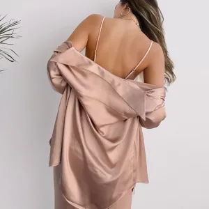 Pyjama Satin Femme Luxe Ensemble 3 Pièces