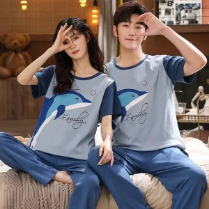 Pyjama Accordé Couple 2 Pièces À Motifs Identiques
