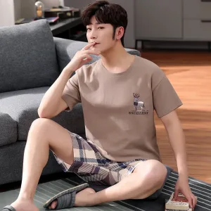 Pyjama Short Carreaux Homme Et T-shirt
