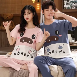 Pyjama Couple Humour Frimousse De Cochon