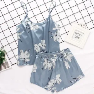 Ensemble Pyjama Bleu Ciel À Motif Fleur