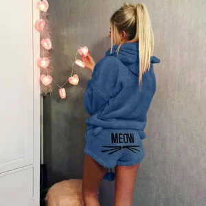 Ensemble Pyjama Chat Bleu