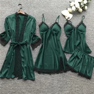 Ensemble Pyjama Dentelle Vert