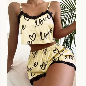 Ensemble Pyjama Satin Jaune