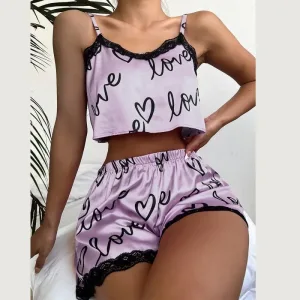 Ensemble Pyjama Satin Violet
