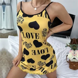 Nuisette Jaune À Motif "love"