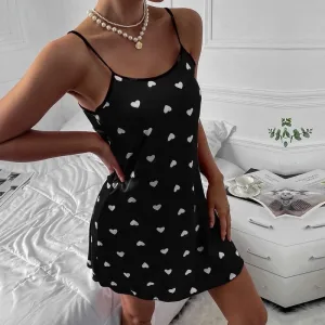 Nuisette Noir À Motif Coeur