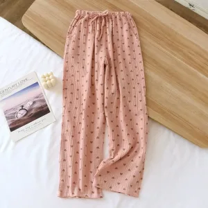 Pantalon Pyjama Été Rose À Motif Coeur