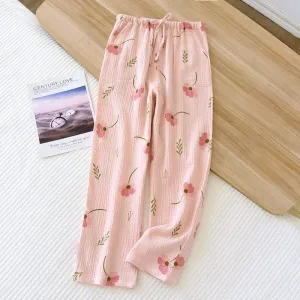 Pantalon Pyjama Été Rose À Motif Fleur