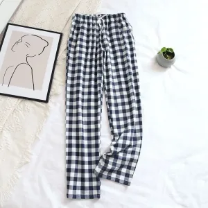 Pantalon Pyjama Femme À Carreaux Bleu