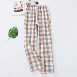 Pantalon Pyjama Femme À Carreaux Marron