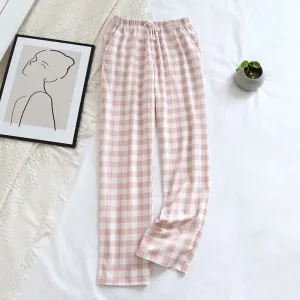 Pantalon Pyjama Femme À Carreaux Rose Clair