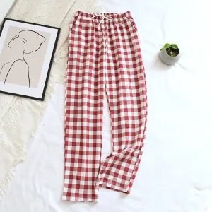 Pantalon Pyjama Femme À Carreaux Rouge