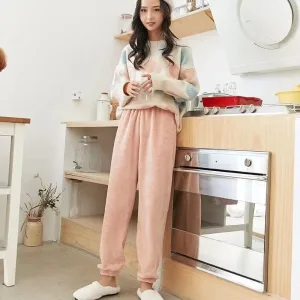 Pantalon Pyjama Hiver Femme Rose