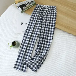 Pantalon Pyjama Homme À Carreaux Bleu