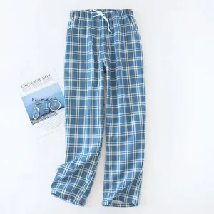Pantalon Pyjama Homme À Carreaux Bleu Pastel