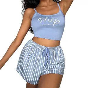 Pyjama Bleu 2 Pièces Femme