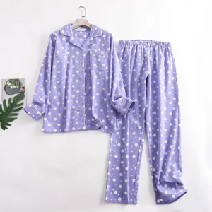 Pyjama Femme Violet À Pois Blanc