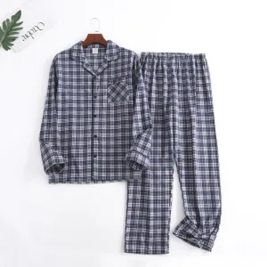 Pyjama Homme Coton À Carreaux Gris