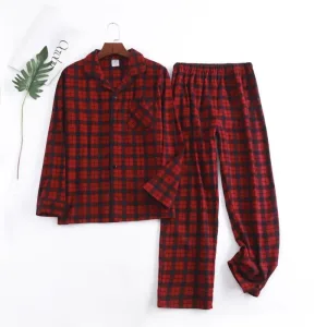 Pyjama Homme Coton À Carreaux Rouge