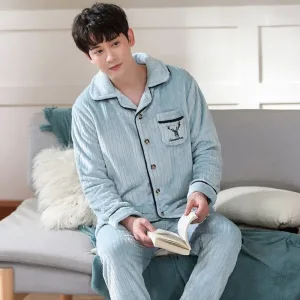 Pyjama Polaire Homme Bleu Ciel